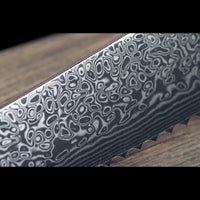 SKeld™ Damast Brotmesser - V2 Black Serie mit VG10 Kernstahl und 67 Lagen Damast
