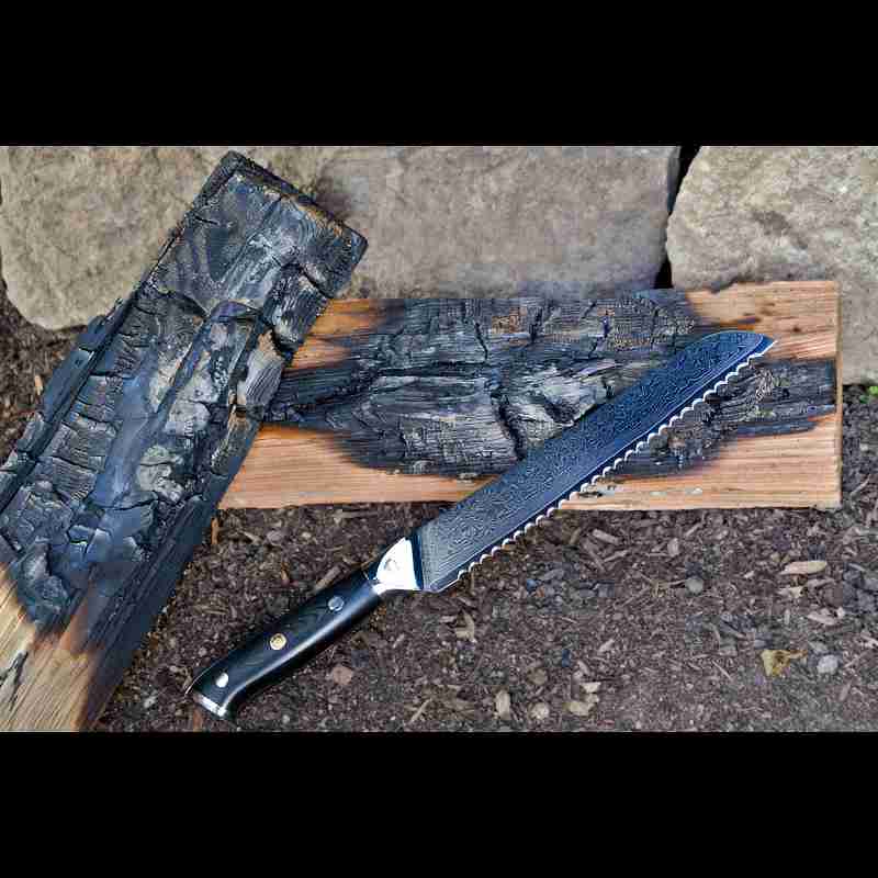 SKeld™ Damast Brotmesser Black Serie – hochwertiges Brotmesser aus Damaststahl