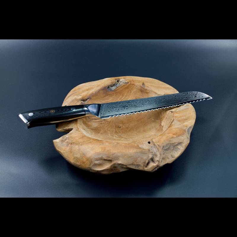 SKeld™ Damast Brotmesser Black Serie – hochwertiges Brotmesser aus Damaststahl