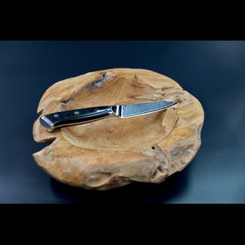 Küchenmesser als Gemüsemesser, Früchtemesser und Schälmesser mit Damast-Klinge und robustem G10-Messergriff – vielseitiges Besteck für die Küche