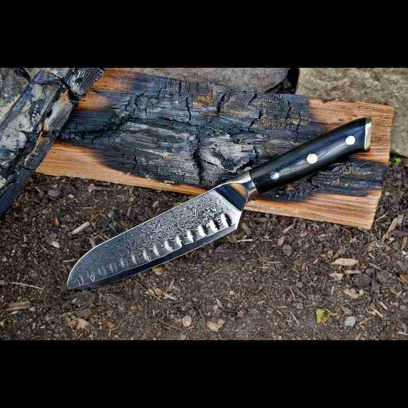 Skeld™ Damast Santokumesser Black Serie – hochwertiges Santokumesser für präzises Schneiden