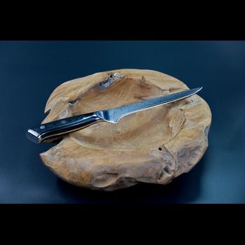 Günstiges Schneidemesser und Küchenmesser als Ausbeinmesser und Metzgermesser aus Damast, edles Küchenbesteck mit robustem G10-Messergriff